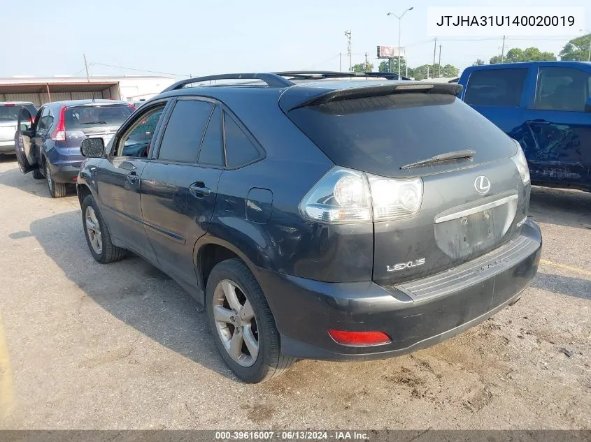 2004 Lexus Rx 330 VIN: JTJHA31U140020019 Lot: 39616007