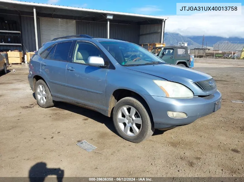 2004 Lexus Rx 330 VIN: JTJGA31UX40013758 Lot: 39636358