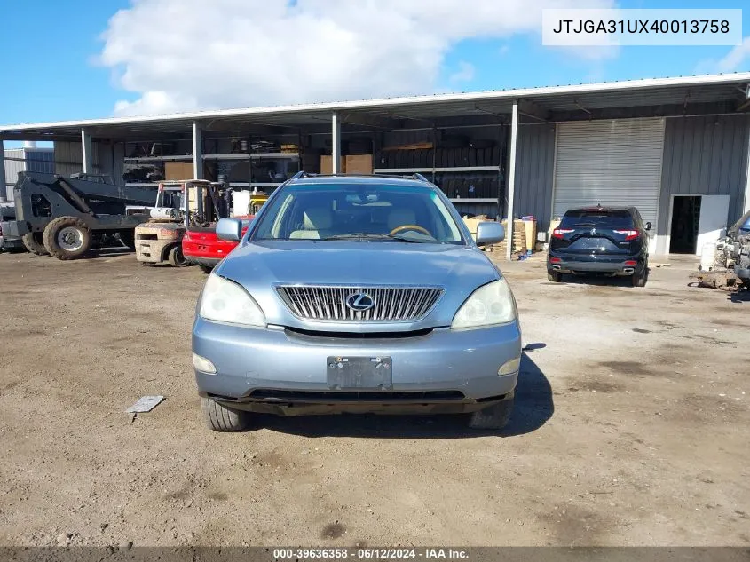 2004 Lexus Rx 330 VIN: JTJGA31UX40013758 Lot: 39636358