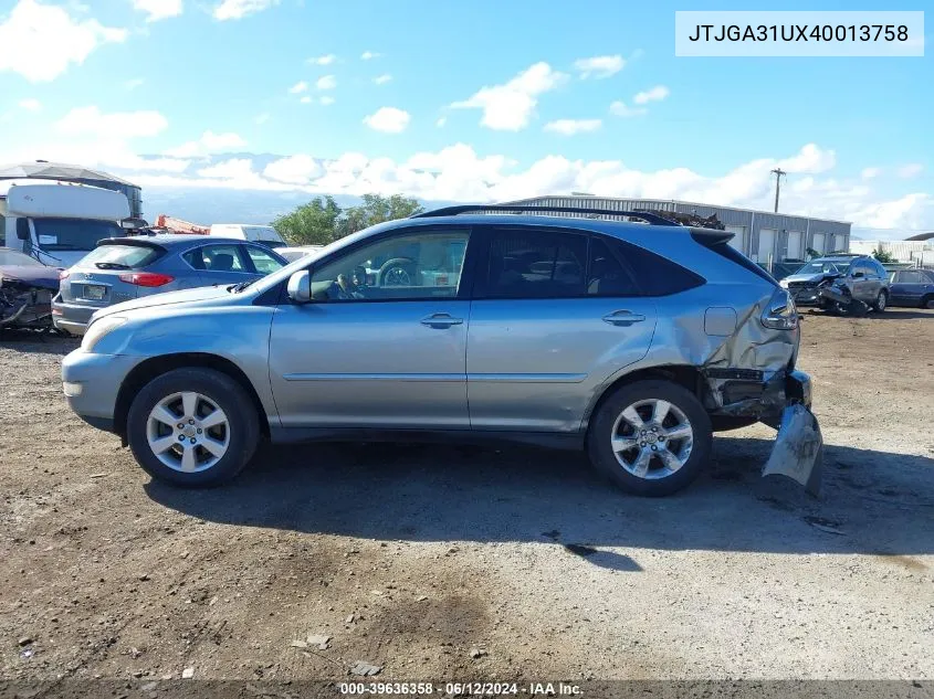 2004 Lexus Rx 330 VIN: JTJGA31UX40013758 Lot: 39636358