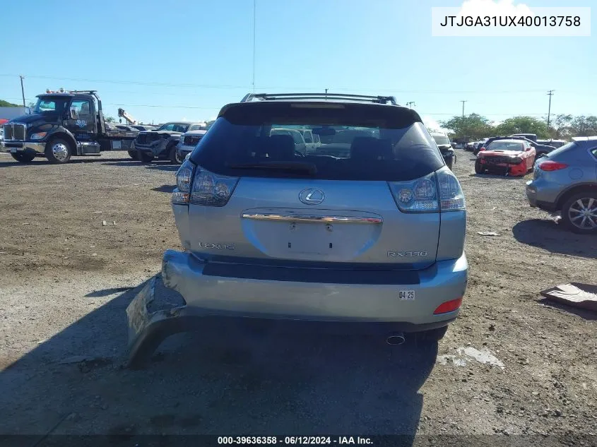 2004 Lexus Rx 330 VIN: JTJGA31UX40013758 Lot: 39636358