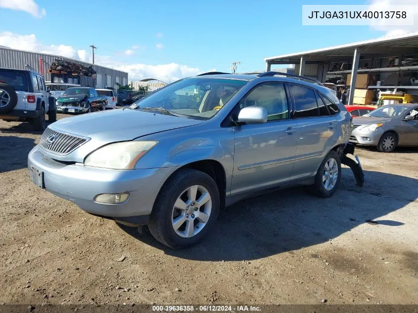 2004 Lexus Rx 330 VIN: JTJGA31UX40013758 Lot: 39636358