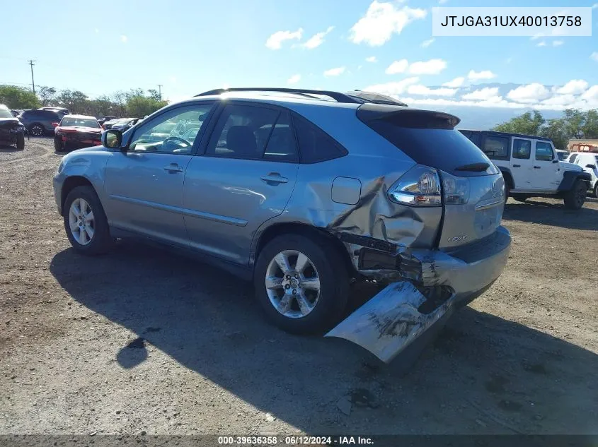 2004 Lexus Rx 330 VIN: JTJGA31UX40013758 Lot: 39636358