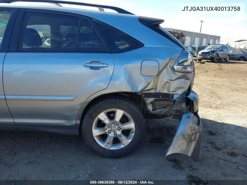 2004 Lexus Rx 330 VIN: JTJGA31UX40013758 Lot: 39636358