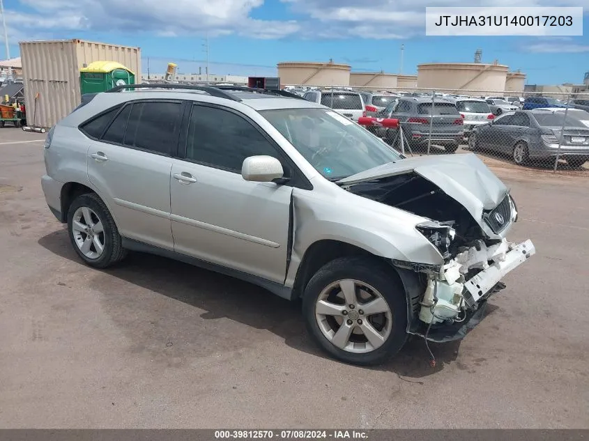 2004 Lexus Rx 330 VIN: JTJHA31U140017203 Lot: 39812570