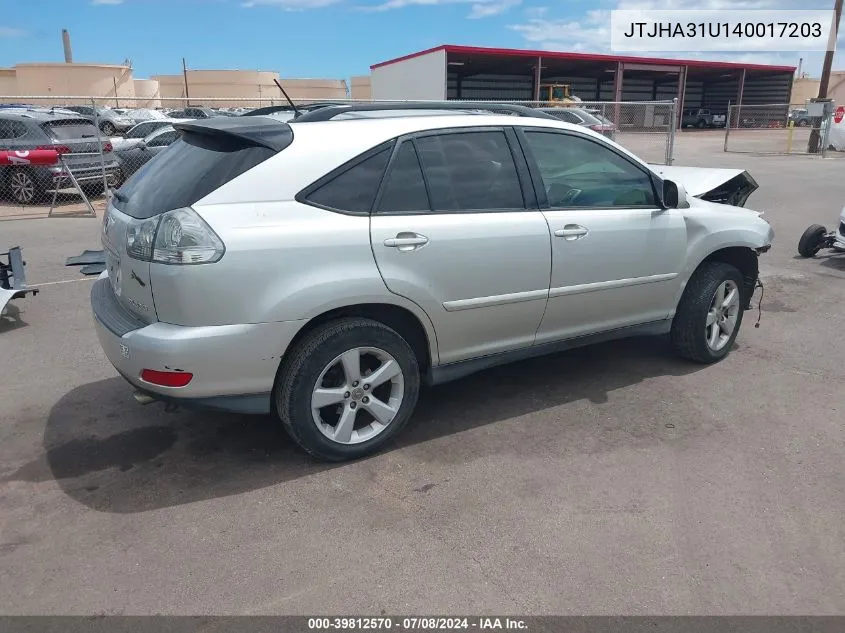 2004 Lexus Rx 330 VIN: JTJHA31U140017203 Lot: 39812570