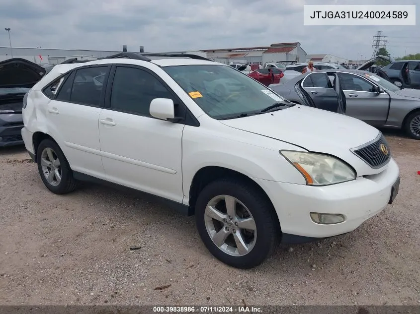 2004 Lexus Rx 330 VIN: JTJGA31U240024589 Lot: 39838986