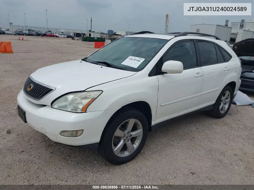 2004 Lexus Rx 330 VIN: JTJGA31U240024589 Lot: 39838986