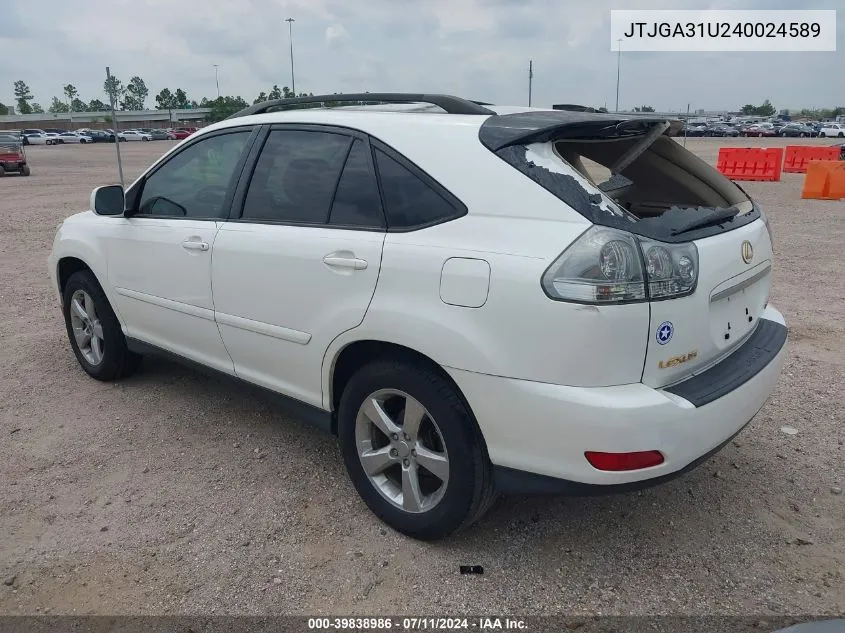 2004 Lexus Rx 330 VIN: JTJGA31U240024589 Lot: 39838986