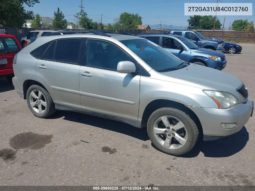 2004 Lexus Rx 330 VIN: 2T2GA31U84C012760 Lot: 39850225