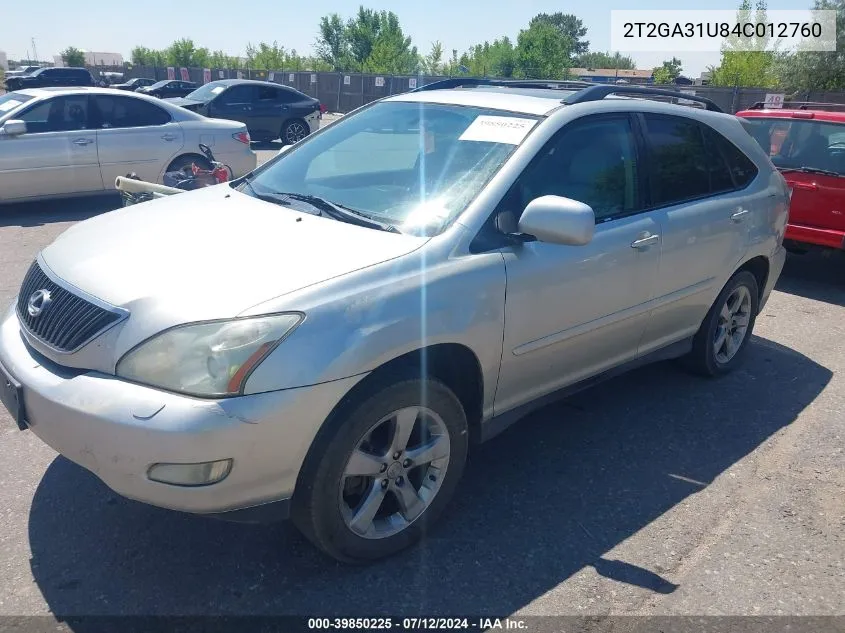 2004 Lexus Rx 330 VIN: 2T2GA31U84C012760 Lot: 39850225