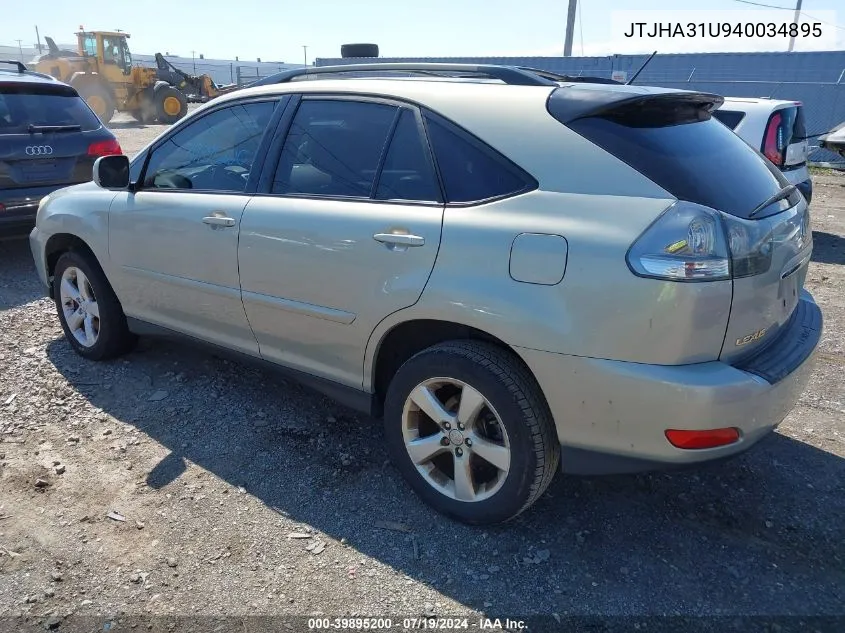 2004 Lexus Rx 330 VIN: JTJHA31U940034895 Lot: 39895200