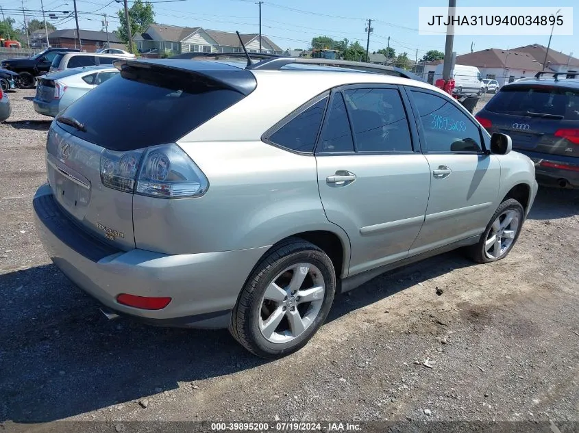 2004 Lexus Rx 330 VIN: JTJHA31U940034895 Lot: 39895200