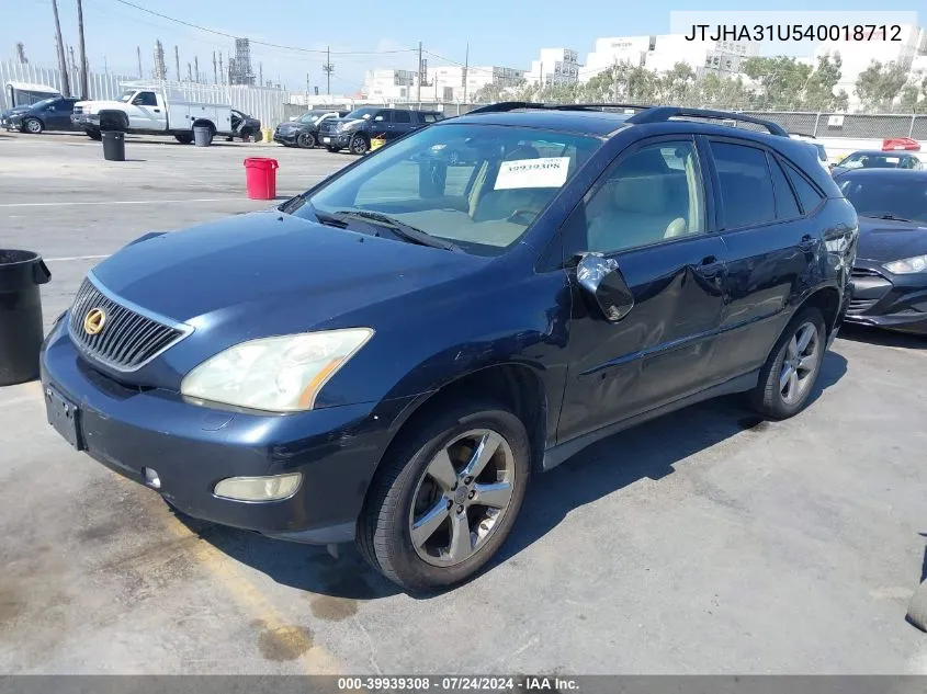 2004 Lexus Rx 330 VIN: JTJHA31U540018712 Lot: 39939308