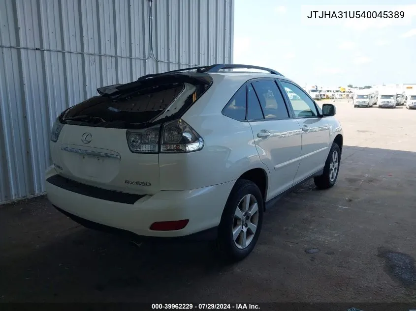 2004 Lexus Rx 330 VIN: JTJHA31U540045389 Lot: 39962229