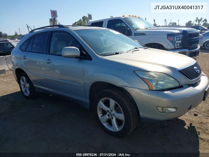 2004 Lexus Rx 330 VIN: JTJGA31UX40041317 Lot: 39978236