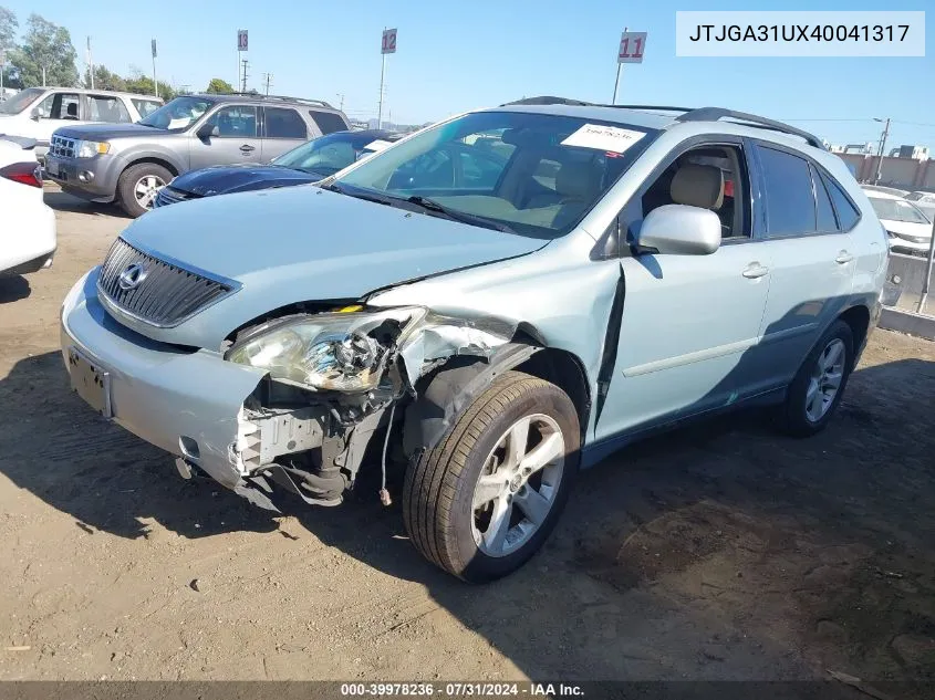 2004 Lexus Rx 330 VIN: JTJGA31UX40041317 Lot: 39978236