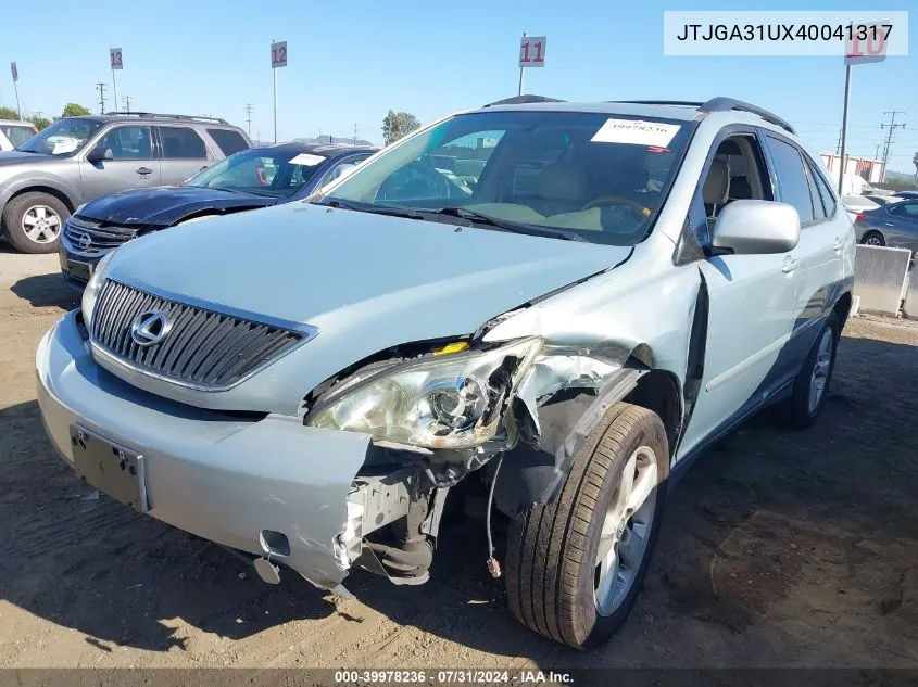 2004 Lexus Rx 330 VIN: JTJGA31UX40041317 Lot: 39978236