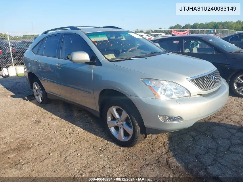 2004 Lexus Rx 330 VIN: JTJHA31U240033149 Lot: 40048291