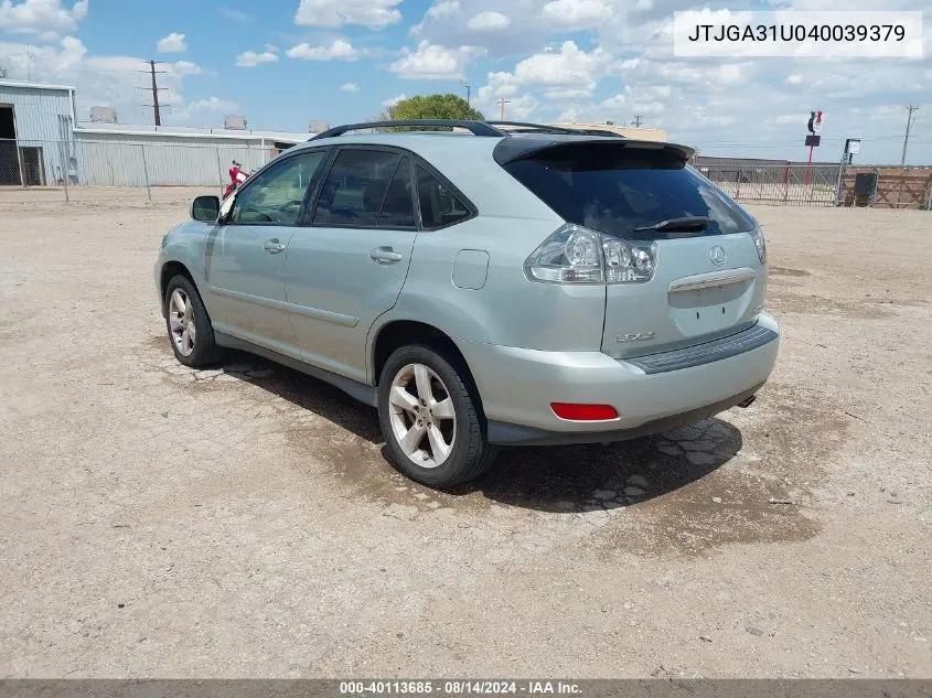 2004 Lexus Rx 330 VIN: JTJGA31U040039379 Lot: 40113685