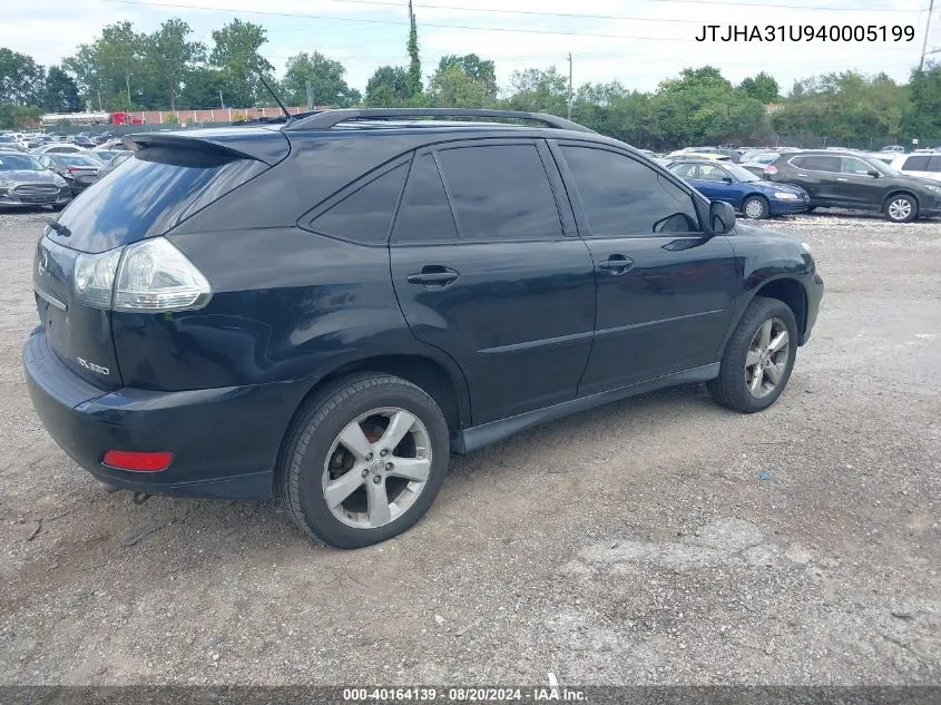 2004 Lexus Rx 330 VIN: JTJHA31U940005199 Lot: 40164139