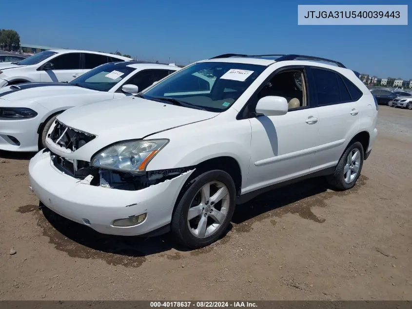 2004 Lexus Rx 330 VIN: JTJGA31U540039443 Lot: 40178637