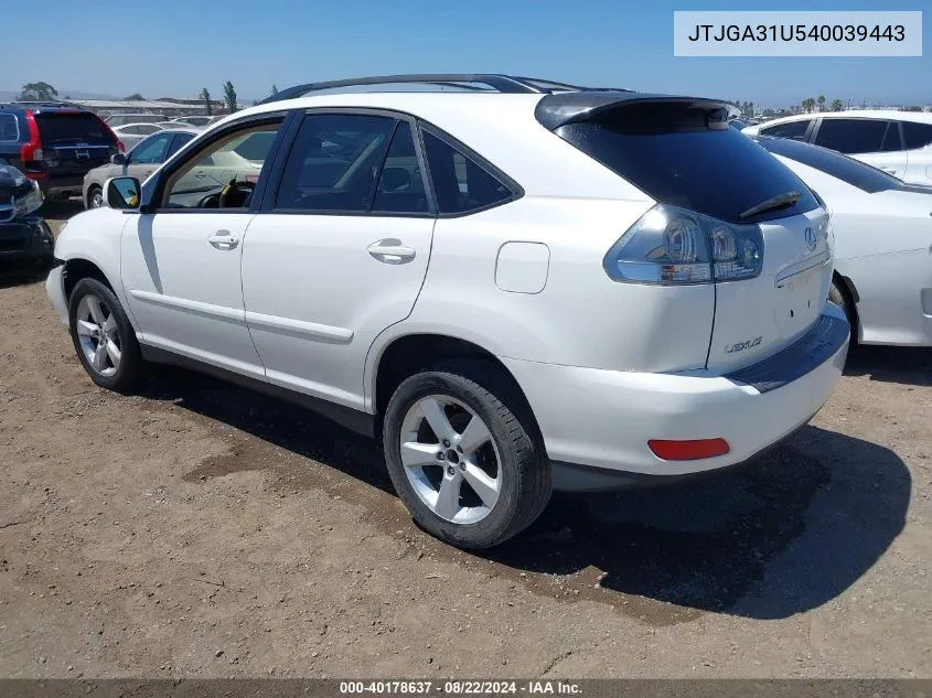 2004 Lexus Rx 330 VIN: JTJGA31U540039443 Lot: 40178637