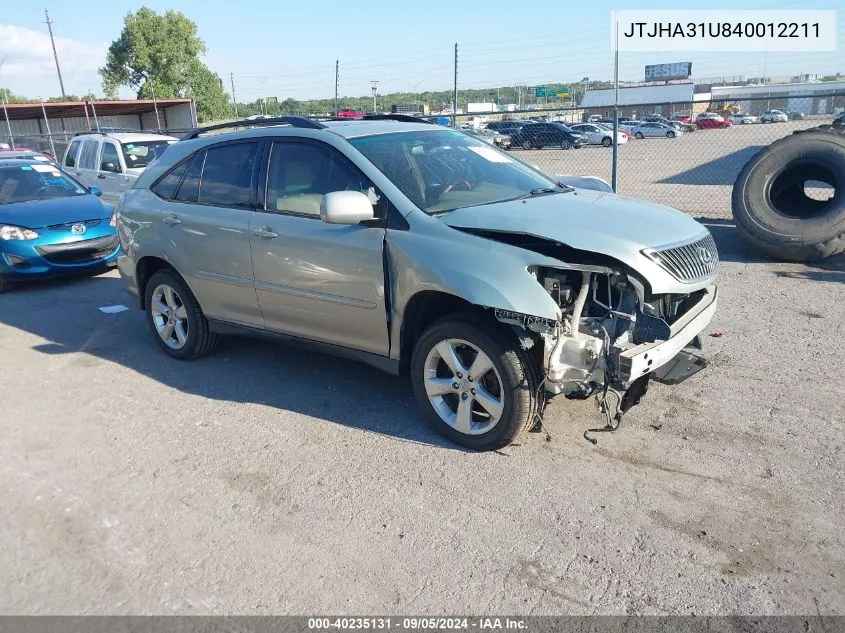 2004 Lexus Rx 330 VIN: JTJHA31U840012211 Lot: 40235131