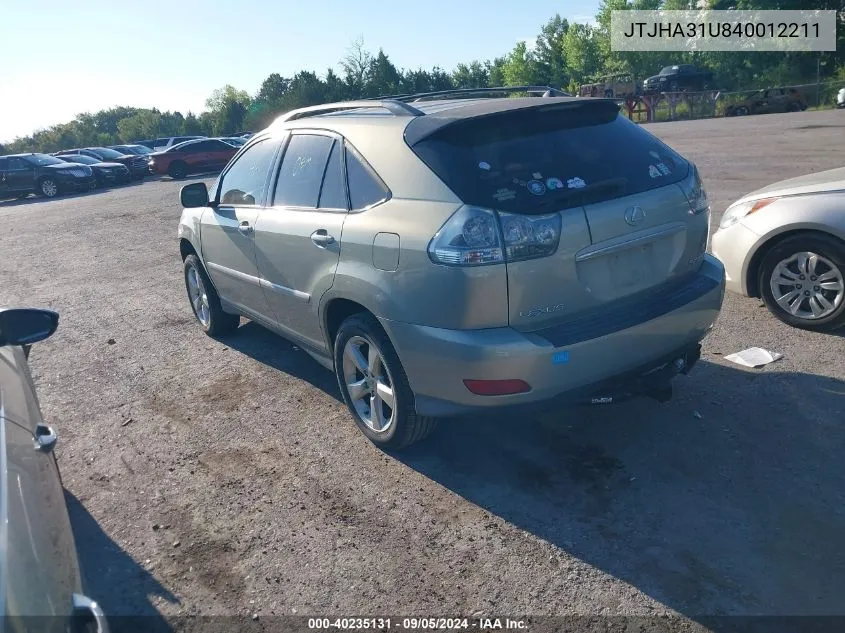 2004 Lexus Rx 330 VIN: JTJHA31U840012211 Lot: 40235131