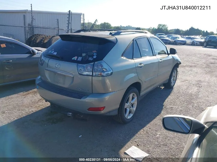 2004 Lexus Rx 330 VIN: JTJHA31U840012211 Lot: 40235131