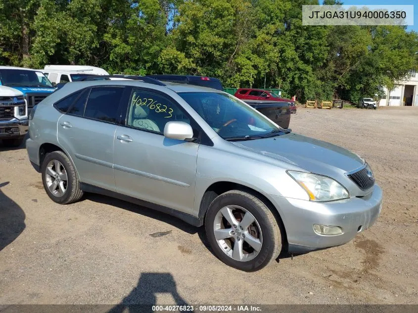 2004 Lexus Rx 330 VIN: JTJGA31U940006350 Lot: 40276823