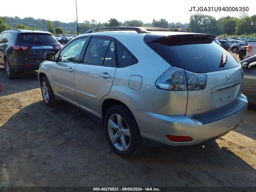 2004 Lexus Rx 330 VIN: JTJGA31U940006350 Lot: 40276823