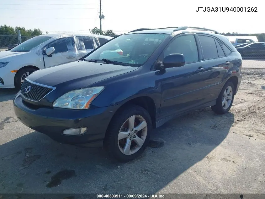 2004 Lexus Rx 330 VIN: JTJGA31U940001262 Lot: 40303911