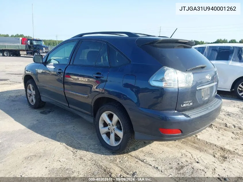 2004 Lexus Rx 330 VIN: JTJGA31U940001262 Lot: 40303911