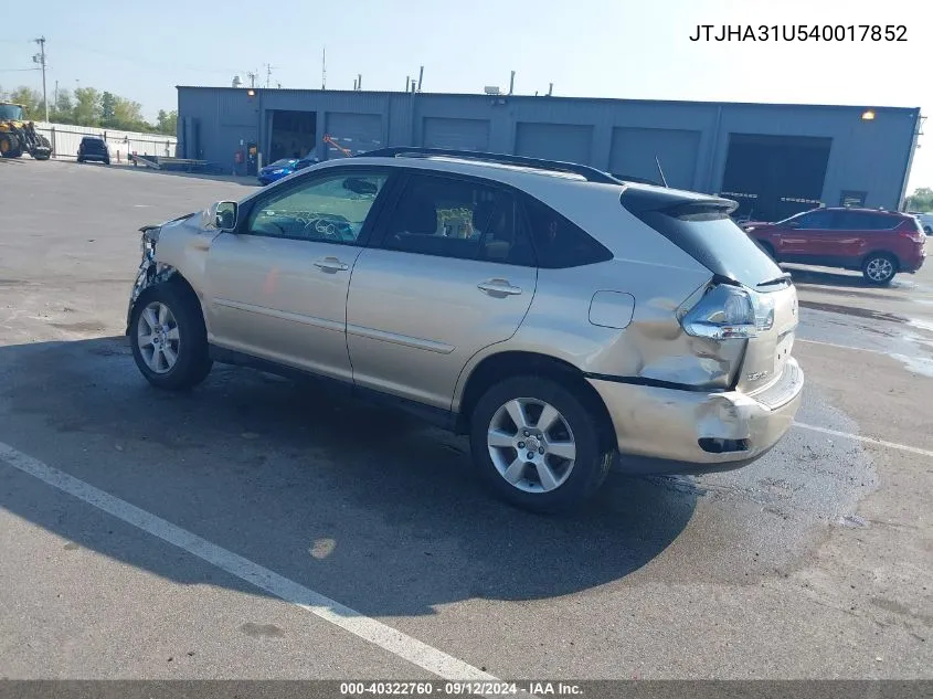 2004 Lexus Rx 330 VIN: JTJHA31U540017852 Lot: 40322760