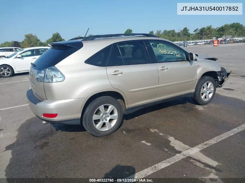 2004 Lexus Rx 330 VIN: JTJHA31U540017852 Lot: 40322760