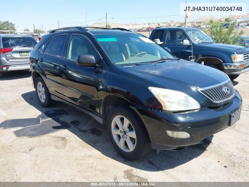 2004 Lexus Rx 330 330 VIN: JTJHA31U740034748 Lot: 40337312