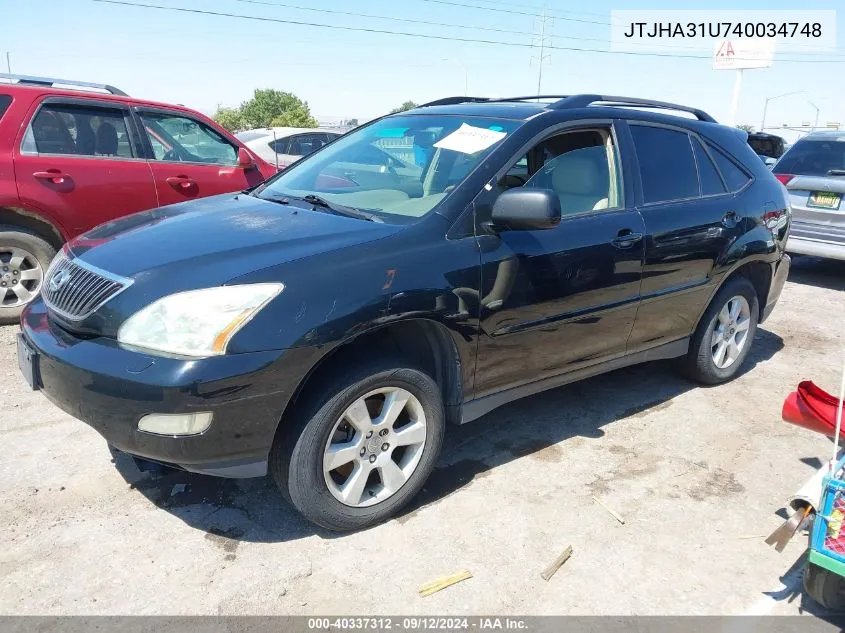 2004 Lexus Rx 330 330 VIN: JTJHA31U740034748 Lot: 40337312