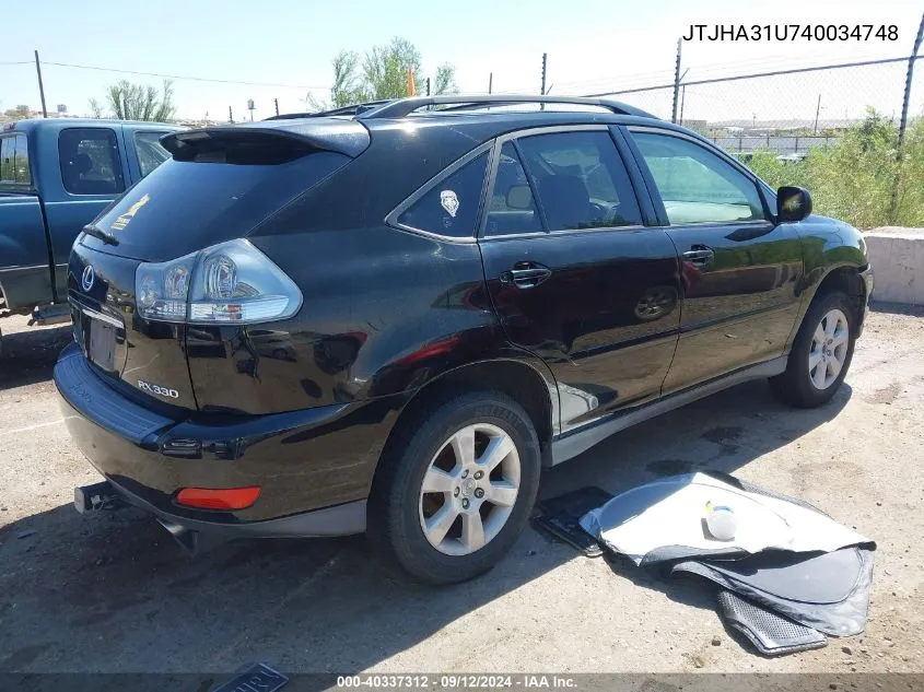 2004 Lexus Rx 330 330 VIN: JTJHA31U740034748 Lot: 40337312