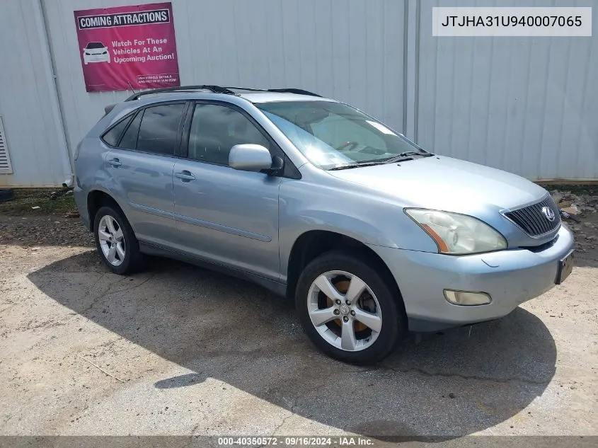 2004 Lexus Rx 330 VIN: JTJHA31U940007065 Lot: 40350572