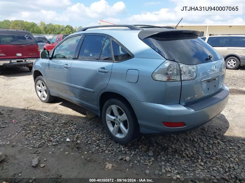 2004 Lexus Rx 330 VIN: JTJHA31U940007065 Lot: 40350572