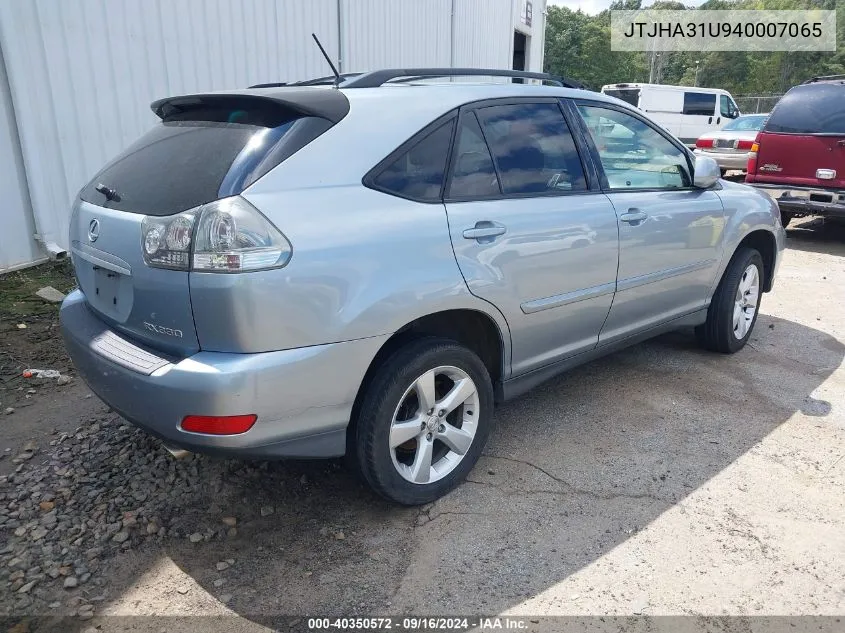 2004 Lexus Rx 330 VIN: JTJHA31U940007065 Lot: 40350572