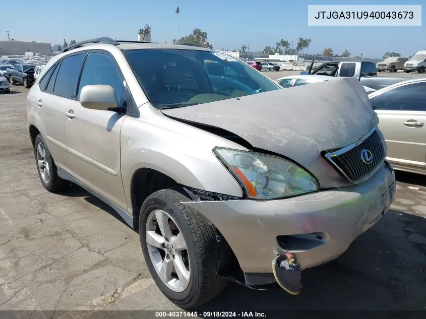 2004 Lexus Rx 330 VIN: JTJGA31U940043673 Lot: 40371445