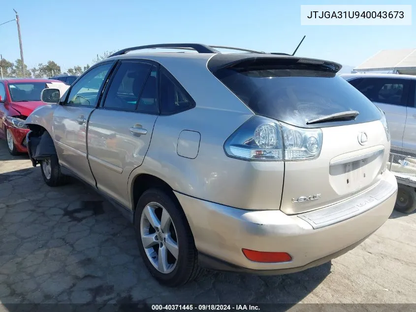 2004 Lexus Rx 330 VIN: JTJGA31U940043673 Lot: 40371445