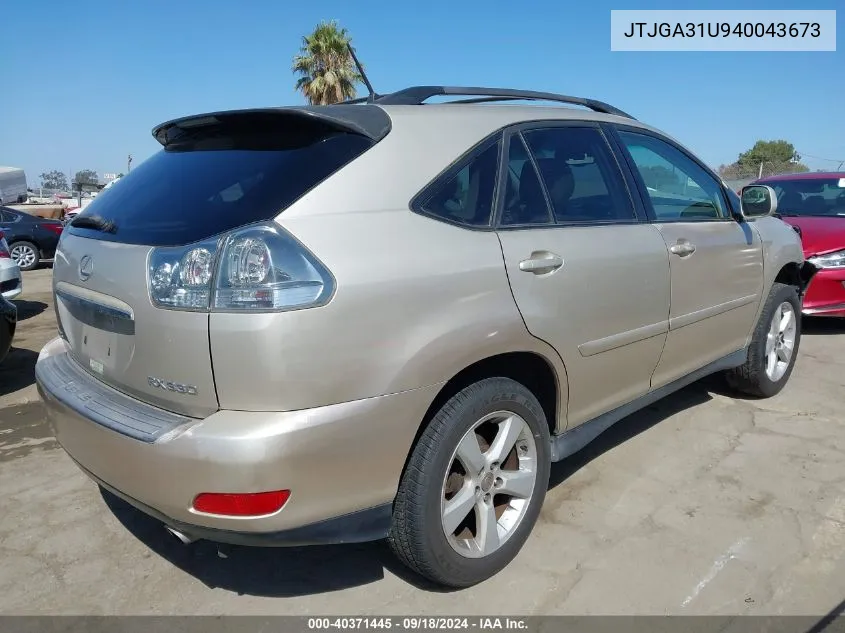 2004 Lexus Rx 330 VIN: JTJGA31U940043673 Lot: 40371445