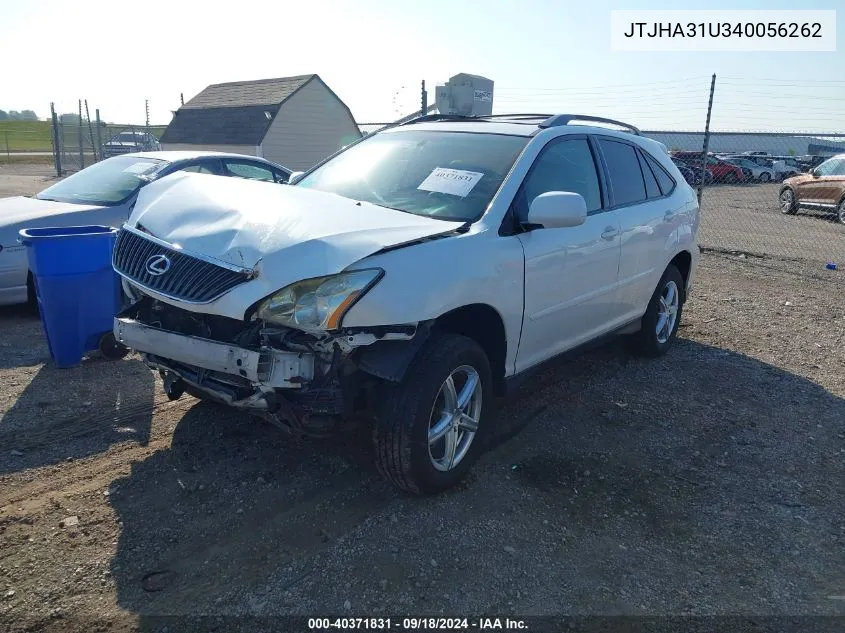 2004 Lexus Rx 330 VIN: JTJHA31U340056262 Lot: 40371831