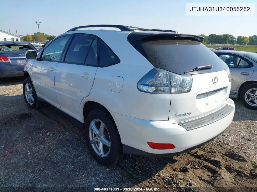 2004 Lexus Rx 330 VIN: JTJHA31U340056262 Lot: 40371831