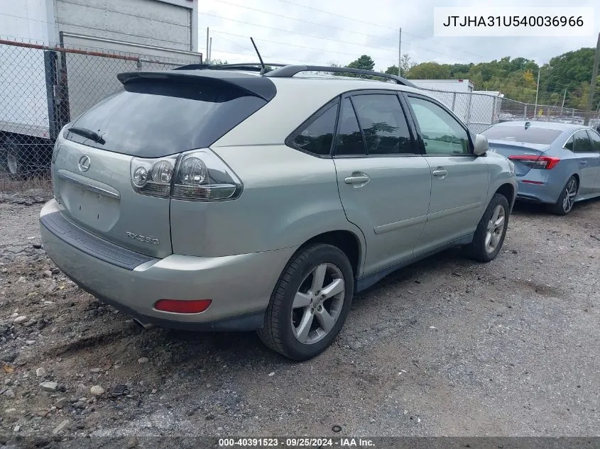 2004 Lexus Rx 330 VIN: JTJHA31U540036966 Lot: 40391523