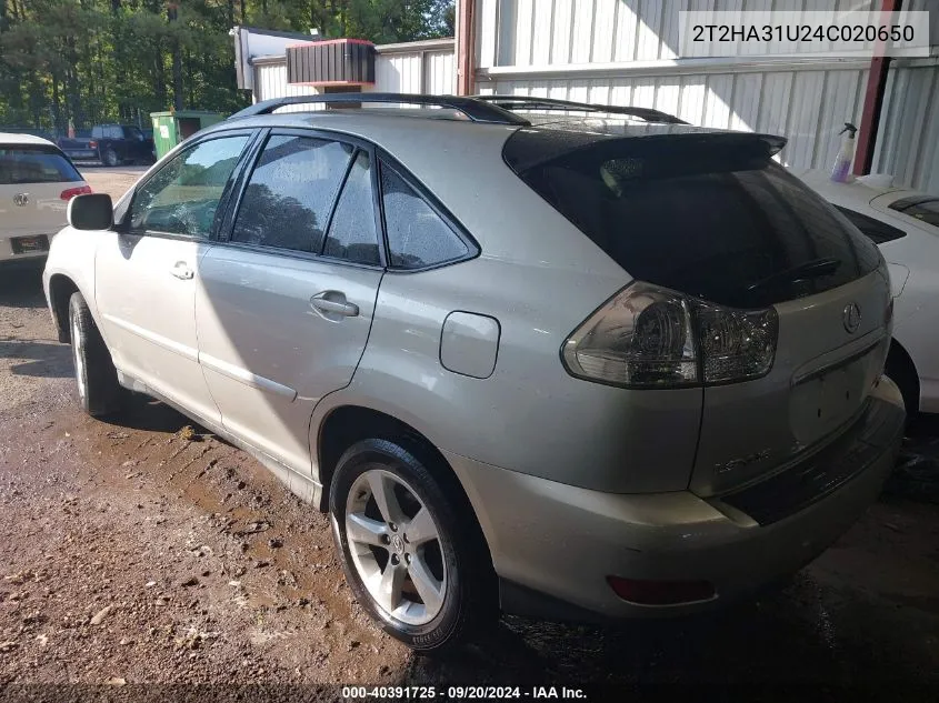 2004 Lexus Rx 330 VIN: 2T2HA31U24C020650 Lot: 40391725