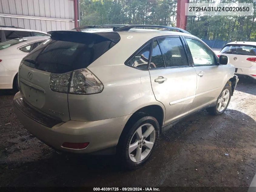 2004 Lexus Rx 330 VIN: 2T2HA31U24C020650 Lot: 40391725